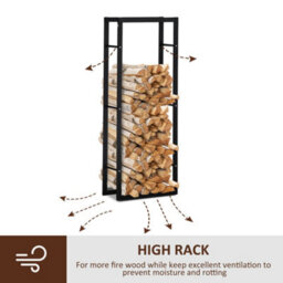 Homcom 150Cm Metal Firewood Log Holder Rack Elevated Design, Base Side Rails - thumbnail 5