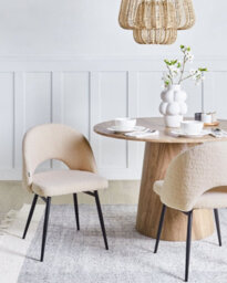 Beliani Set Of 2 Dining Chairs Onaga Boucle Beige - thumbnail 2