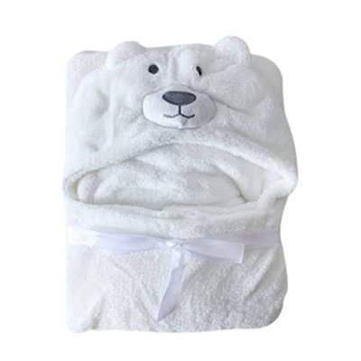 Woodside Home Living Hooded Baby Blanket - White Teddy Bear - image 1