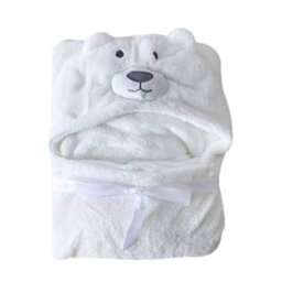 Woodside Home Living Hooded Baby Blanket - White Teddy Bear - thumbnail 2