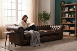 Chesterfield 5 Seater Sofa Settee Antique Brown Real Leather In Classic Style - thumbnail 3