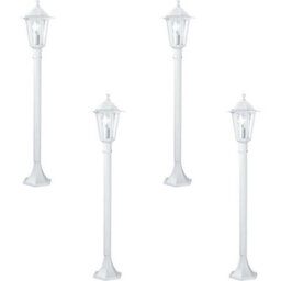 4 Pack Ip44 Outdoor White Aluminium Bollard Lights With 60W E27 Lamp Post - thumbnail 1
