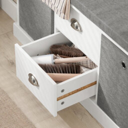 Sobuy Fsr66-Hg, 2 Baskets 2 Drawers Hallway Bedroom Storage Shoe Bench With Seat Cushion, Grey,w100Xd35Xh50 - thumbnail 9