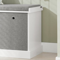 Sobuy Fsr66-Hg, 2 Baskets 2 Drawers Hallway Bedroom Storage Shoe Bench With Seat Cushion, Grey,w100Xd35Xh50 - thumbnail 4