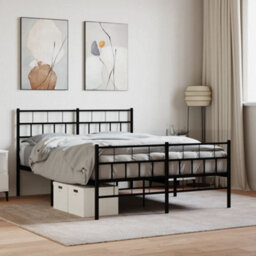 Berkfield Metal Bed Frame With Headboard And Footboard Black 140X200 Cm - thumbnail 1