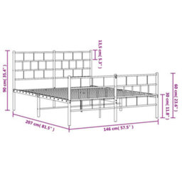 Berkfield Metal Bed Frame With Headboard And Footboard Black 140X200 Cm - thumbnail 9