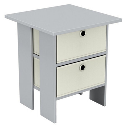 Urbn-Living Grey, Cream - 2-Tier 2- Drawer Wooden Side Table - image 1