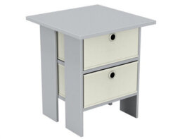 Urbn-Living Grey, Cream - 2-Tier 2- Drawer Wooden Side Table - thumbnail 2