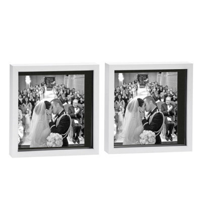"Nicola Spring 10 X 10"" Photo Frames - White/black Mount - 3D Picture Frame Box Portrait Display Case (8 X 8"" Mount) Set Of 2" - image 1