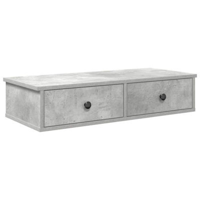 Berkfield Durable Wall Shelf With Drawers Concrete Grey 80X31X17 Cm Engineered Wood - image 1