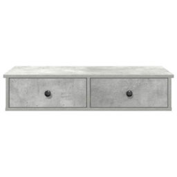 Berkfield Durable Wall Shelf With Drawers Concrete Grey 80X31X17 Cm Engineered Wood - thumbnail 4