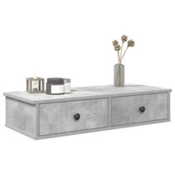 Berkfield Durable Wall Shelf With Drawers Concrete Grey 80X31X17 Cm Engineered Wood - thumbnail 2