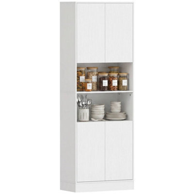 170Cm Kitchen Pantry Cabinet With Soft Close Hinges, White Wood Effect - image 1