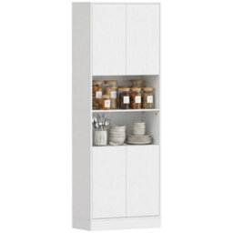 170Cm Kitchen Pantry Cabinet With Soft Close Hinges, White Wood Effect - thumbnail 1