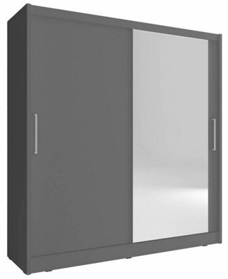 Arte Maja I Sliding Door Wardrobe With Mirror 180Cm In Grey - image 1