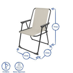 Harbour Housewares Folding Metal Beach Chairs - Matt Black/green - Pack Of 4 - thumbnail 3