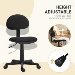 Homcom Armless Office Chair With Adjustable Height 360 Swivel Wheels Black - thumbnail 4