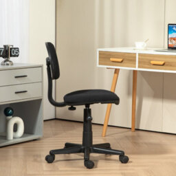 Homcom Armless Office Chair With Adjustable Height 360 Swivel Wheels Black - thumbnail 7