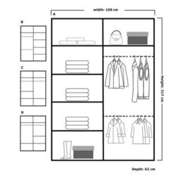 Sliding Wardrobes 4 u LTD Modern Led Light Mirror Sliding Wardrobe With Elegant Display Cabinet Oak 150Cm - thumbnail 3