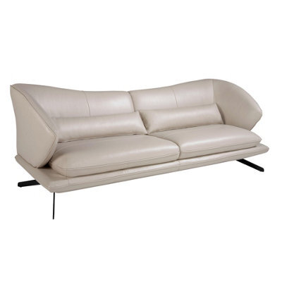 Angel Cerda Elegant 3-Seater Sofa In Taupe Grey Leather For Modern Living Rooms - image 1