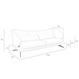 Angel Cerda Elegant 3-Seater Sofa In Taupe Grey Leather For Modern Living Rooms - thumbnail 7