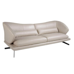 Angel Cerda Elegant 3-Seater Sofa In Taupe Grey Leather For Modern Living Rooms - thumbnail 1