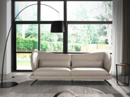 Angel Cerda Elegant 3-Seater Sofa In Taupe Grey Leather For Modern Living Rooms - thumbnail 2