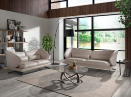 Angel Cerda Elegant 3-Seater Sofa In Taupe Grey Leather For Modern Living Rooms - thumbnail 3