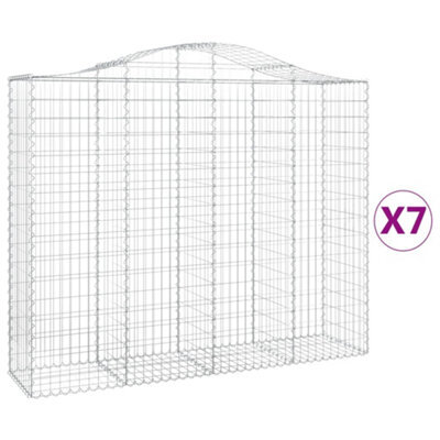 Berkfield Durable Arched Gabion Baskets 7 Pcs 200X50X160/180 Cm Galvanised Iron - image 1
