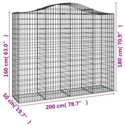 Berkfield Durable Arched Gabion Baskets 7 Pcs 200X50X160/180 Cm Galvanised Iron - thumbnail 6
