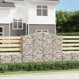 Berkfield Durable Arched Gabion Baskets 7 Pcs 200X50X160/180 Cm Galvanised Iron - thumbnail 2