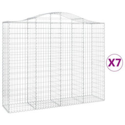 Berkfield Durable Arched Gabion Baskets 7 Pcs 200X50X160/180 Cm Galvanised Iron - thumbnail 1
