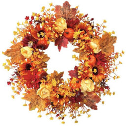 Amorly 45Cm Autumn Artificial Wreath Maple Leaves Pumpkin Flower Garland Fall Wreaths For Halloween Autumn Door Decoration - thumbnail 7