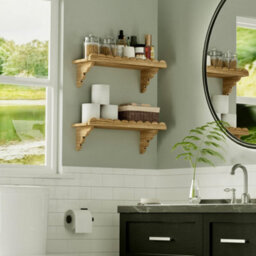 Amorly 2Pcs 43Cm Scalloped Wood Wall Shelf Floating Shelf With Wood Brackets, Easy To Install Rustic Wall Shelf For Bedroom, Any Space - thumbnail 6