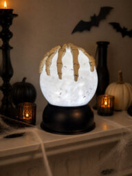 Festive Productions Halloween Water Globe With Bats And Skeleton Hand Battery Operated 15Cm Cloudy White - thumbnail 3