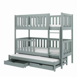 Arte Modern Grey Lea Bunk Bed With Trundle - Space-Saving Kids Storage Solution W198 X H164 X D98Cm - thumbnail 4