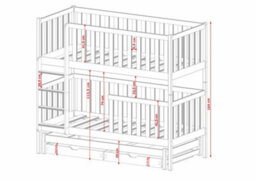 Arte Modern Grey Lea Bunk Bed With Trundle - Space-Saving Kids Storage Solution W198 X H164 X D98Cm - thumbnail 3