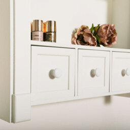 Melody Maison White Wooden Wall Shelf Unit With Drawers - 59Cm X 68Cm - thumbnail 3
