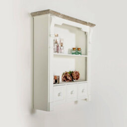 Melody Maison White Wooden Wall Shelf Unit With Drawers - 59Cm X 68Cm - thumbnail 2