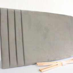 "Urban Textures - Nevada Bed Headboard Plush Velvet Upholstered Lines Headboard 26"" - Grey" - thumbnail 2