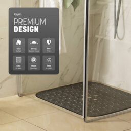 Keplin Non-Slip Rubber 54X54Cm Shower Mat, 200 Suction Cups, Bpa, Latex Free, Machine Washable, Black - thumbnail 3