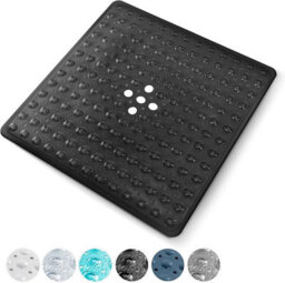 Keplin Non-Slip Rubber 54X54Cm Shower Mat, 200 Suction Cups, Bpa, Latex Free, Machine Washable, Black - thumbnail 1