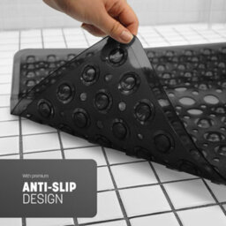 Keplin Non-Slip Rubber 54X54Cm Shower Mat, 200 Suction Cups, Bpa, Latex Free, Machine Washable, Black - thumbnail 5