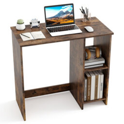 Costway Small Computer Desk 80 Cm Home Office Desk Study Writing Desk-Brown - thumbnail 1