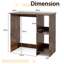 Costway Small Computer Desk 80 Cm Home Office Desk Study Writing Desk-Brown - thumbnail 3