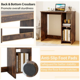 Costway Small Computer Desk 80 Cm Home Office Desk Study Writing Desk-Brown - thumbnail 9