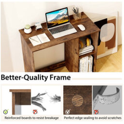 Costway Small Computer Desk 80 Cm Home Office Desk Study Writing Desk-Brown - thumbnail 7