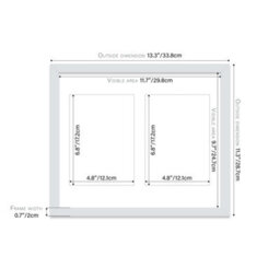 12X10 Inch 2 Opening Photo Collage Frame, Display Two 7X5 Inch Photos, Multi Aperture Family Picture Frame, Light Grey - thumbnail 4
