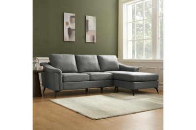 Home Detail Emma 3 Seater Sofa With Chaise, Grey Air Leather - image 1