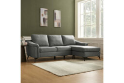 Home Detail Emma 3 Seater Sofa With Chaise, Grey Air Leather - thumbnail 1